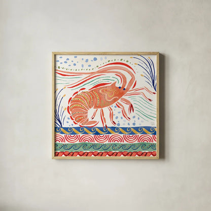 Nautical Vibes V by Dina June. Shown in a natural wood glass frame for a timeless modern aesthetic. Available as an archival giclee rolled canvas, fine art paper, or poster print. SKU 95035a.