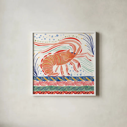 Nautical Vibes V by Dina June. Shown in a crisp white glass frame for a clean and minimalist style. Available as an archival giclee rolled canvas, fine art paper, or poster print. SKU 95035a.