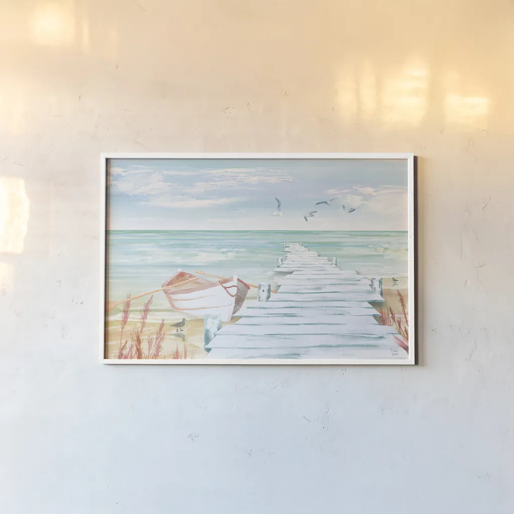 Ocean Breeze I by Dina June. shown as a paper print in a white frame. Available as a archival giclee rolled canvas, fine art paper, or poster print. SKU 77722i.