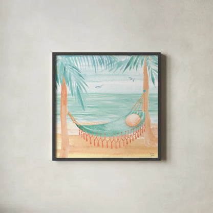 Ocean Breeze IV by Dina June. Shown in a sleek black glass frame for a contemporary gallery look. Available as an archival giclee rolled canvas, fine art paper, or poster print. SKU 77725a.