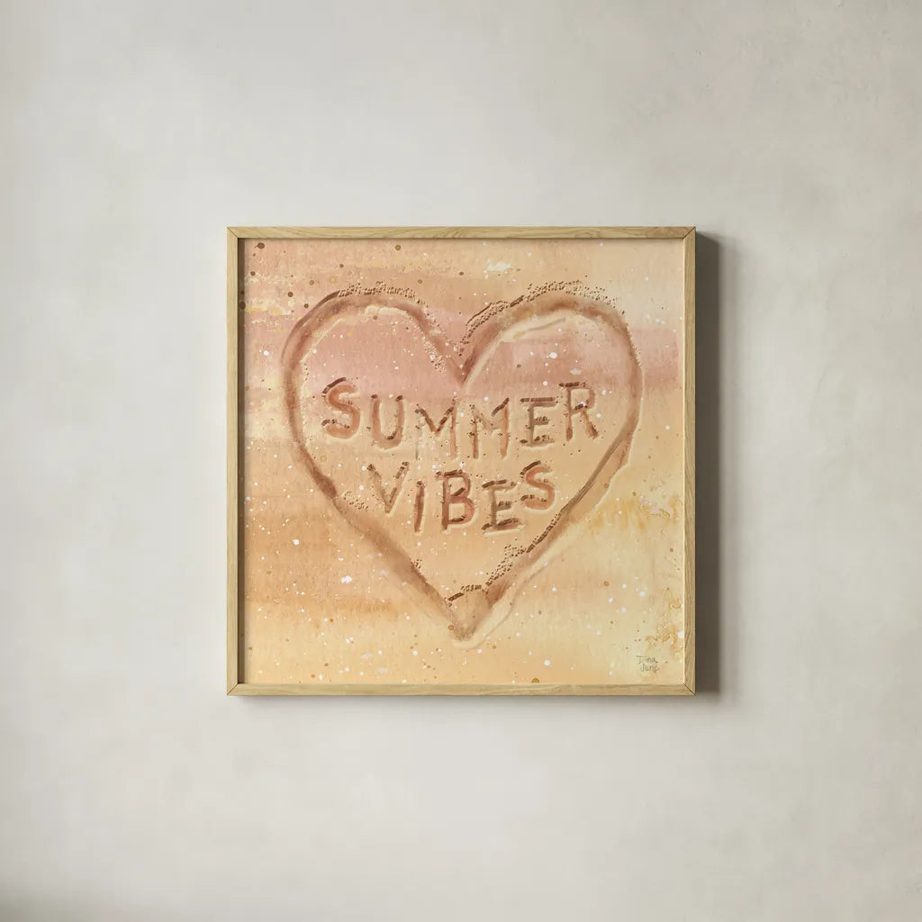 Ocean Breeze IX by Dina June. Shown in a natural wood glass frame for a timeless modern aesthetic. Available as an archival giclee rolled canvas, fine art paper, or poster print. SKU 77730a.