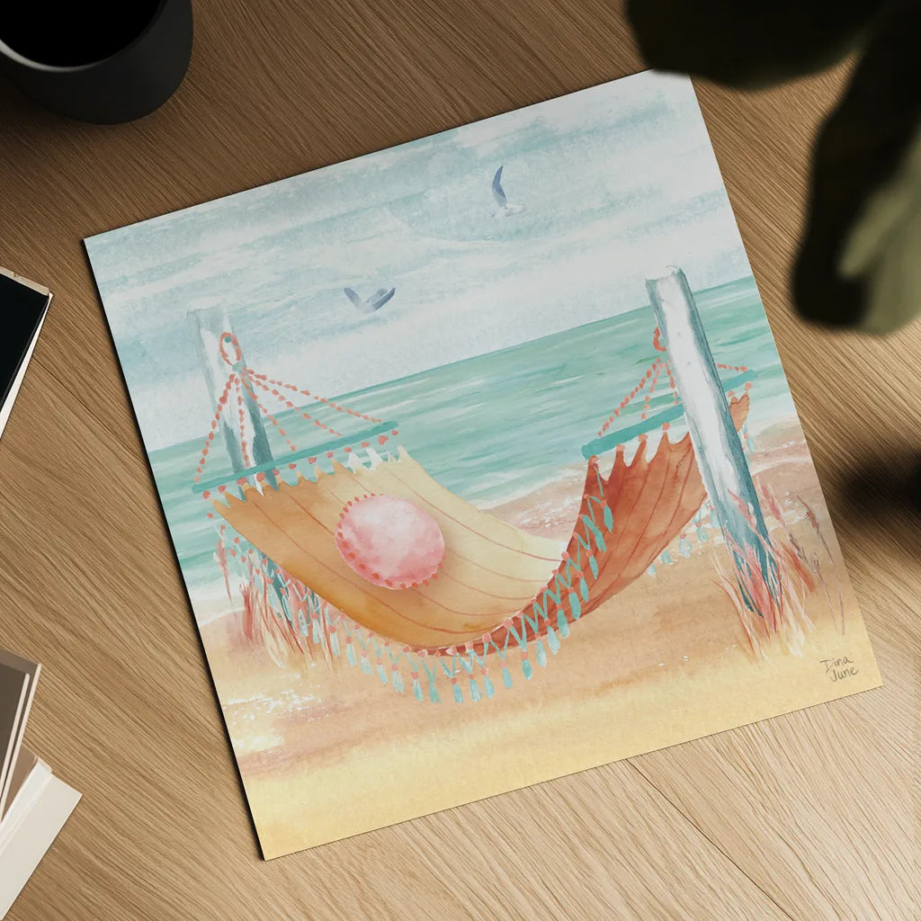 Ocean Breeze V by Dina June. Shown as a detailed flat fine art print, highlighting archival giclee quality. Available as an archival giclee rolled canvas, fine art paper, or poster print. SKU 77726a.