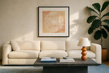 Ocean Breeze XI by Dina June. Displayed in a glass frame with matte in a clean modern living room. Available as an archival giclee rolled canvas, fine art paper, or poster print. SKU 77732a.