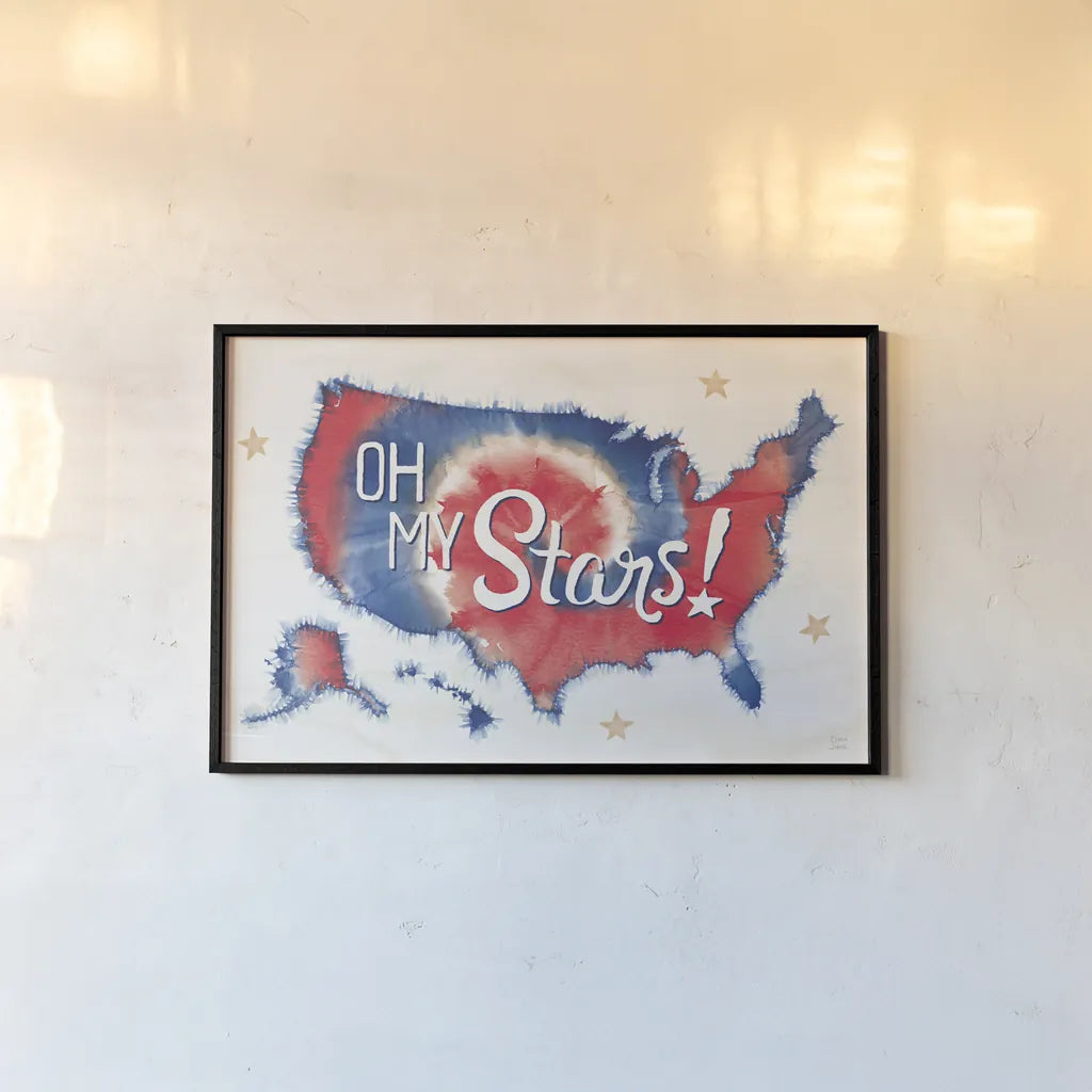 Oh My Stars I by Dina June. shown as a paper print in a black flame. Available as a archival giclee rolled canvas, fine art paper, or poster print. SKU 73470i.