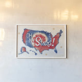 Oh My Stars I by Dina June. shown as a paper print in a white frame. Available as a archival giclee rolled canvas, fine art paper, or poster print. SKU 73470i.