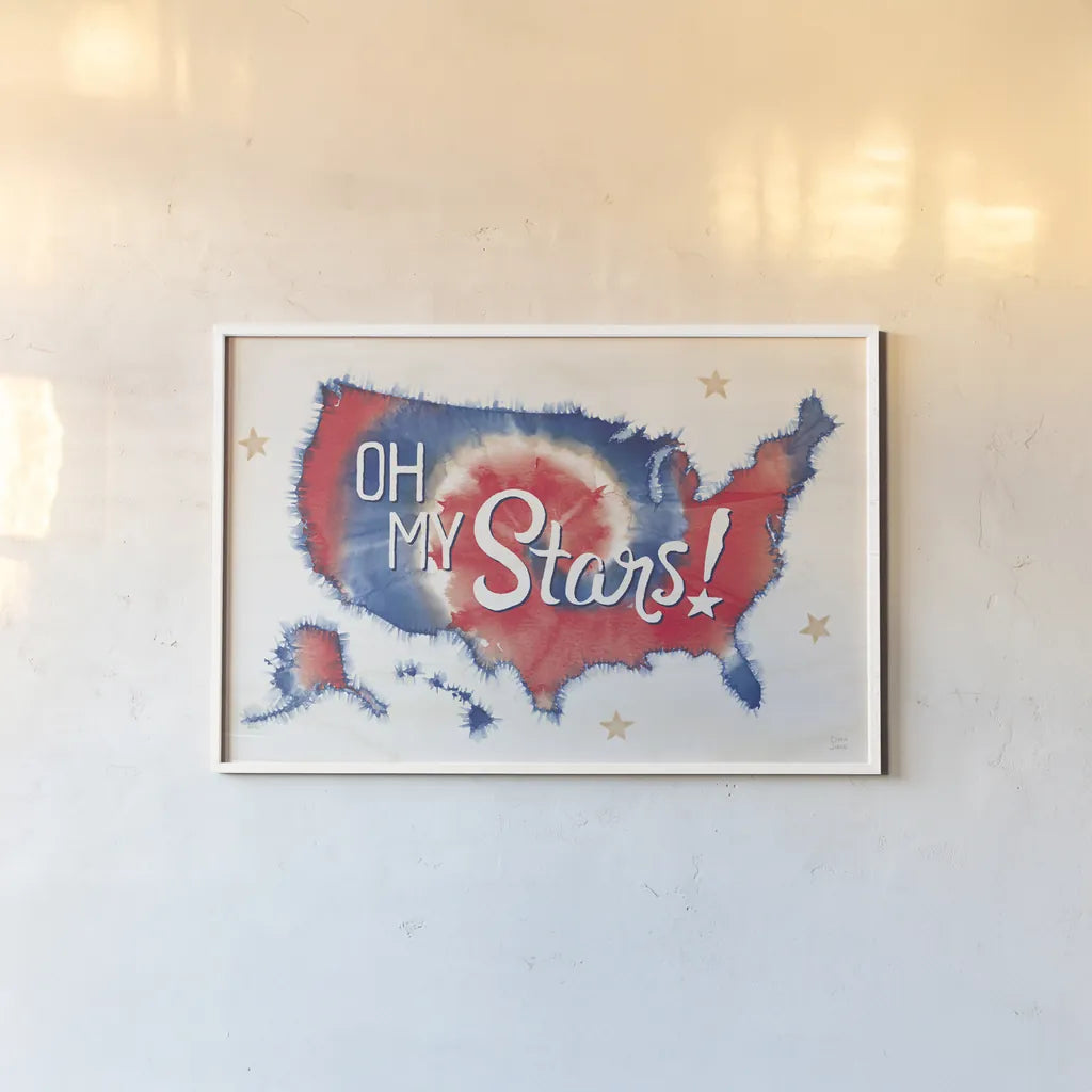 Oh My Stars I by Dina June. shown as a paper print in a white frame. Available as a archival giclee rolled canvas, fine art paper, or poster print. SKU 73470i.