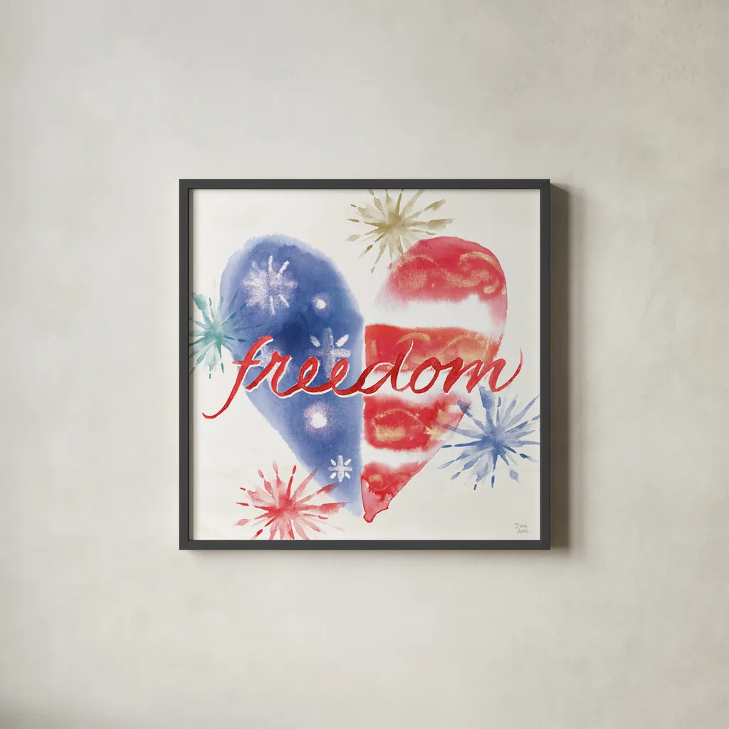 Oh My Stars III by Dina June. Shown in a sleek black glass frame for a contemporary gallery look. Available as an archival giclee rolled canvas, fine art paper, or poster print. SKU 73472a.