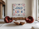 Oh My Stars IX by Dina June. Shown as extra-large giant wall art in a modern living room. Available as an archival giclee rolled canvas, fine art paper, or poster print. SKU 73478a.