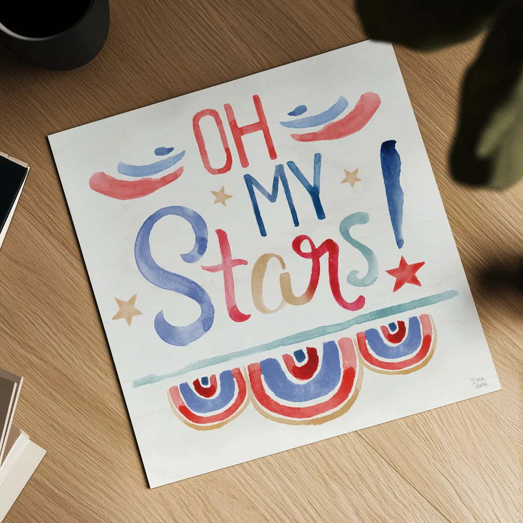 Oh My Stars VI by Dina June. Shown as a detailed flat fine art print, highlighting archival giclee quality. Available as an archival giclee rolled canvas, fine art paper, or poster print. SKU 73475a.