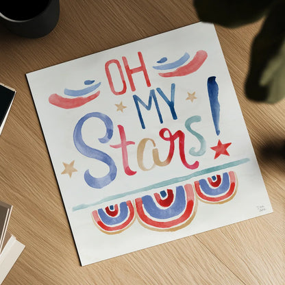 Oh My Stars VI by Dina June. Shown as a detailed flat fine art print, highlighting archival giclee quality. Available as an archival giclee rolled canvas, fine art paper, or poster print. SKU 73475a.