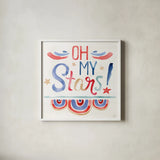 Oh My Stars VI by Dina June. Shown in a crisp white glass frame for a clean and minimalist style. Available as an archival giclee rolled canvas, fine art paper, or poster print. SKU 73475a.