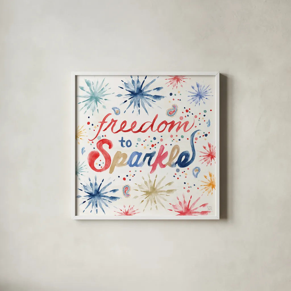 Oh My Stars VIII by Dina June. Shown in a crisp white glass frame for a clean and minimalist style. Available as an archival giclee rolled canvas, fine art paper, or poster print. SKU 73477a.