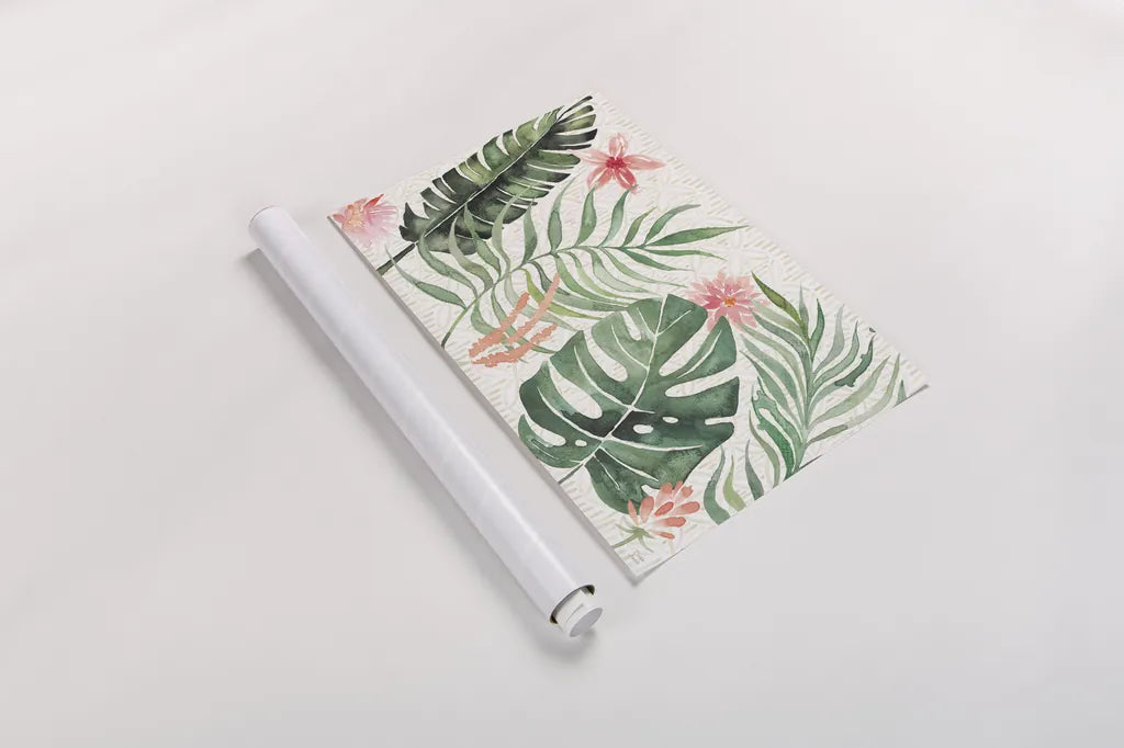 Paradise Petals I by Dina June. shown as a rolled paper print. Available as archival giclee rolled canvas, fine art paper, or poster print. SKU 56880i.