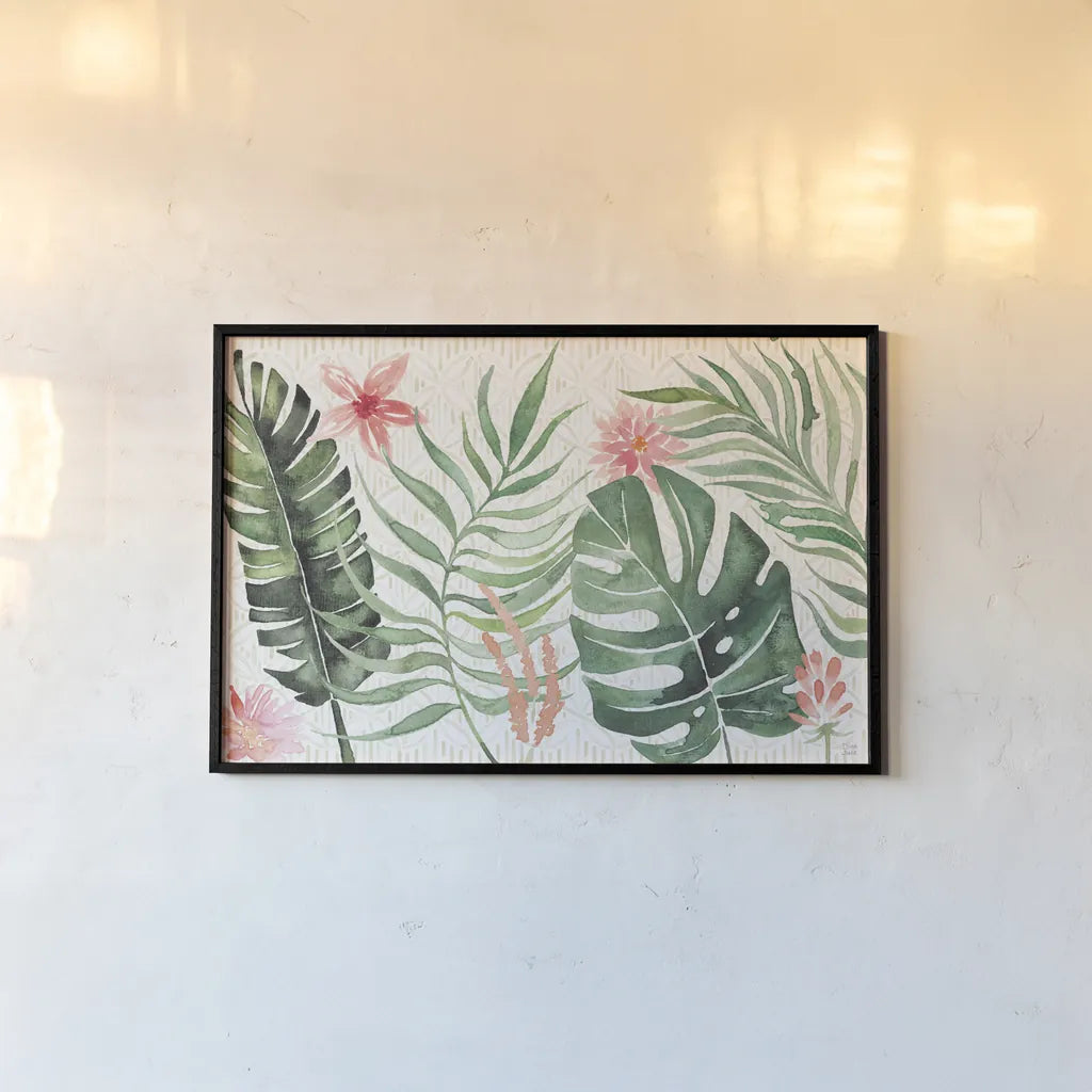 Paradise Petals I by Dina June. shown as a paper print in a black flame. Available as a archival giclee rolled canvas, fine art paper, or poster print. SKU 56880i.