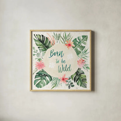 Paradise Petals IV by Dina June. Shown in a natural wood glass frame for a timeless modern aesthetic. Available as an archival giclee rolled canvas, fine art paper, or poster print. SKU 56883a.