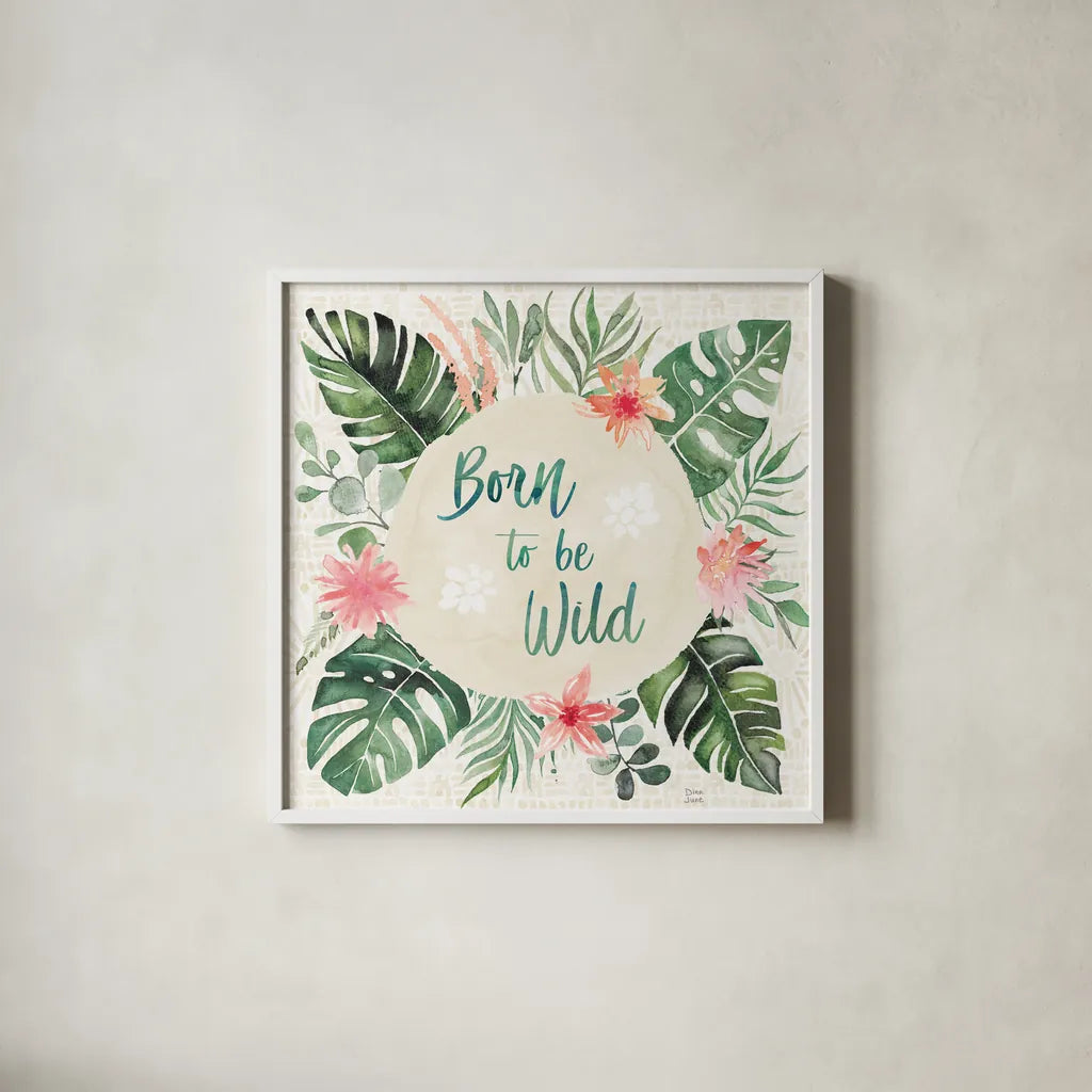 Paradise Petals IV by Dina June. Shown in a crisp white glass frame for a clean and minimalist style. Available as an archival giclee rolled canvas, fine art paper, or poster print. SKU 56883a.