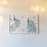 Peacock Glory I by Dina June. shown as a paper print in a white frame. Available as a archival giclee rolled canvas, fine art paper, or poster print. SKU 65987i.