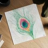 Peacock Glory VII by Dina June. Shown as a detailed flat fine art print, highlighting archival giclee quality. Available as an archival giclee rolled canvas, fine art paper, or poster print. SKU 65993a.