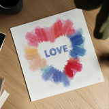Rainbow Love I by Dina June. Shown as a detailed flat fine art print, highlighting archival giclee quality. Available as an archival giclee rolled canvas, fine art paper, or poster print. SKU 74225a.