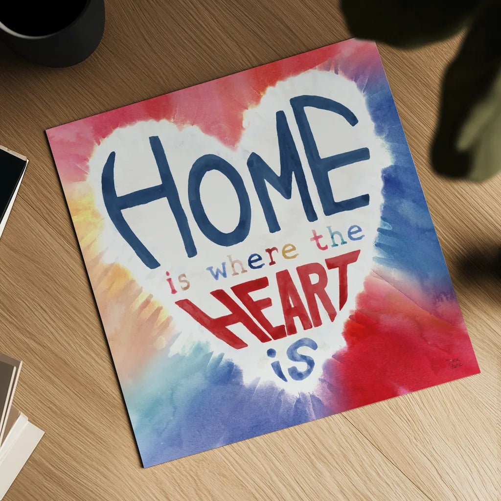 Rainbow Love II by Dina June. Shown as a detailed flat fine art print, highlighting archival giclee quality. Available as an archival giclee rolled canvas, fine art paper, or poster print. SKU 74226a.