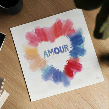 Rainbow Love II Amour by Dina June. Shown as a detailed flat fine art print, highlighting archival giclee quality. Available as an archival giclee rolled canvas, fine art paper, or poster print. SKU 75762a.