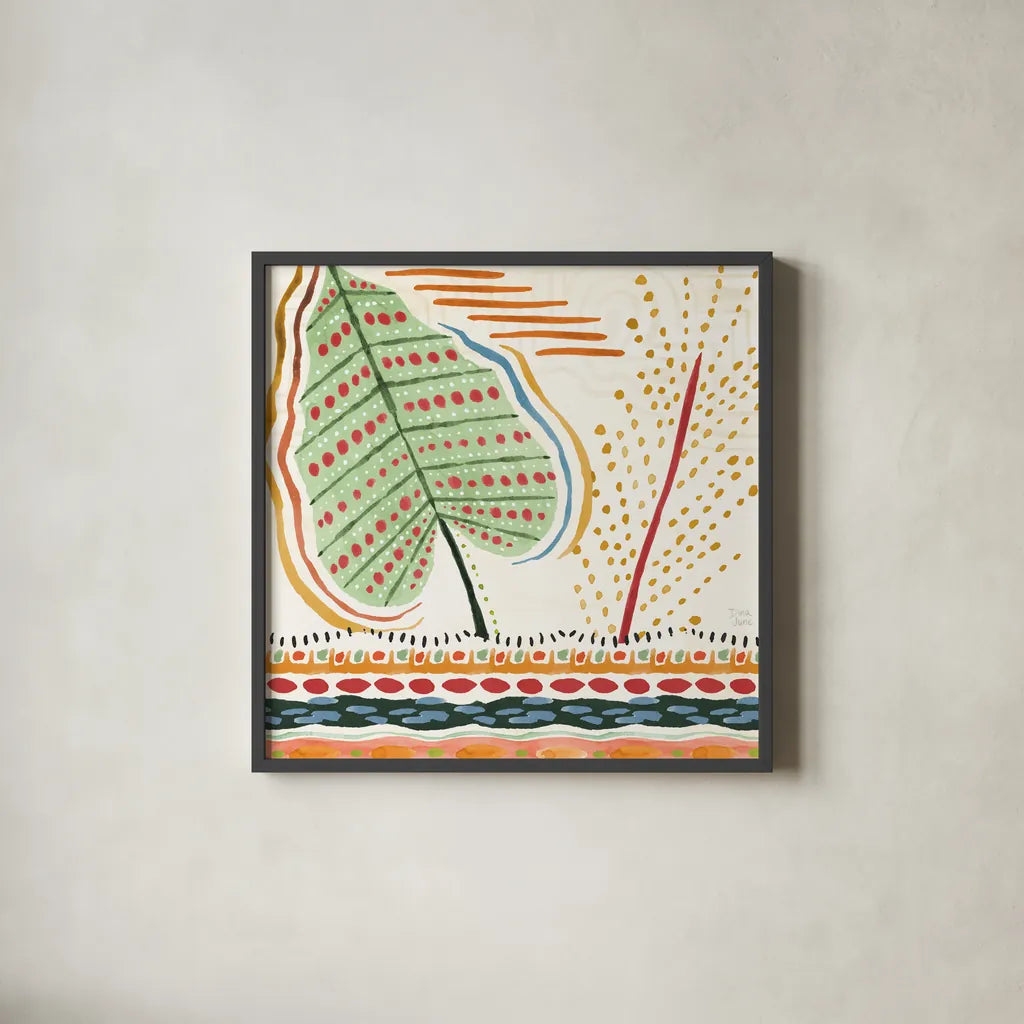 Rainforest III by Dina June. Shown in a sleek black glass frame for a contemporary gallery look. Available as an archival giclee rolled canvas, fine art paper, or poster print. SKU 92494a.