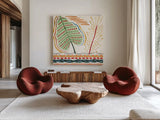 Rainforest III by Dina June. Shown as extra-large giant wall art in a modern living room. Available as an archival giclee rolled canvas, fine art paper, or poster print. SKU 92494a.