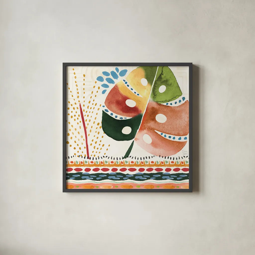 Rainforest IV by Dina June. Shown in a sleek black glass frame for a contemporary gallery look. Available as an archival giclee rolled canvas, fine art paper, or poster print. SKU 92495a.