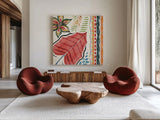 Rainforest V by Dina June. Shown as extra-large giant wall art in a modern living room. Available as an archival giclee rolled canvas, fine art paper, or poster print. SKU 92496a.