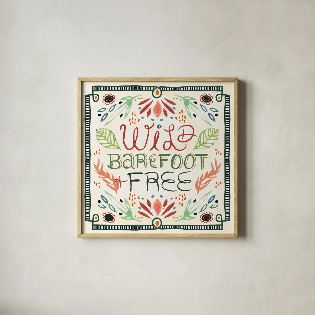 Rainforest VII by Dina June. Shown in a natural wood glass frame for a timeless modern aesthetic. Available as an archival giclee rolled canvas, fine art paper, or poster print. SKU 92498a.