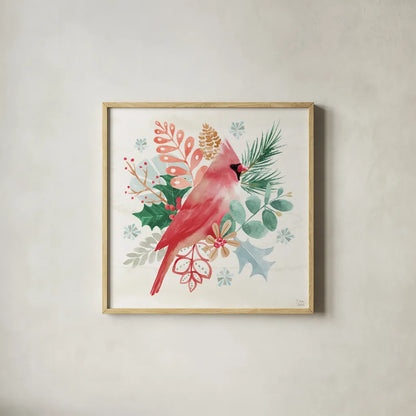 Snowy Critters II by Dina June. Shown in a natural wood glass frame for a timeless modern aesthetic. Available as an archival giclee rolled canvas, fine art paper, or poster print. SKU 83422a.