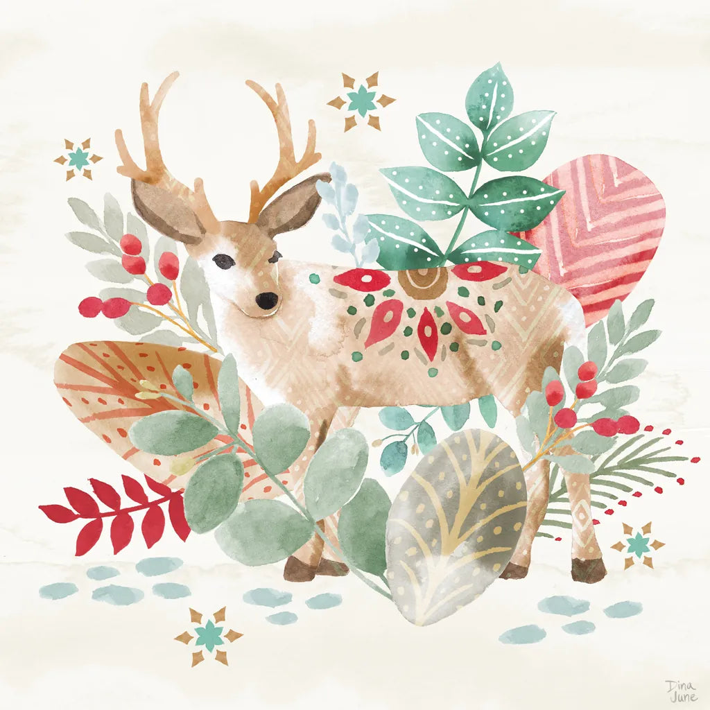 Snowy Critters III by Dina June. SKU 83423a. Archival Giclee Fine art print for wall decor.