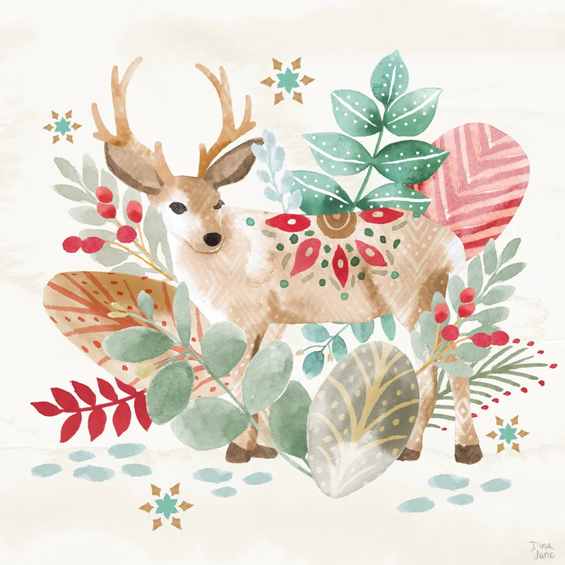 Snowy Critters III by Dina June. SKU 83423a. Archival Giclee Fine art print for wall decor.