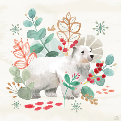 Snowy Critters IV by Dina June. SKU 83424a. Archival Giclee Fine art print for wall decor.