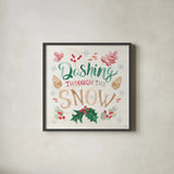 Snowy Critters VI by Dina June. Shown in a sleek black glass frame for a contemporary gallery look. Available as an archival giclee rolled canvas, fine art paper, or poster print. SKU 83426a.
