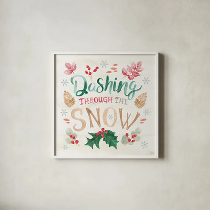 Snowy Critters VI by Dina June. Shown in a crisp white glass frame for a clean and minimalist style. Available as an archival giclee rolled canvas, fine art paper, or poster print. SKU 83426a.