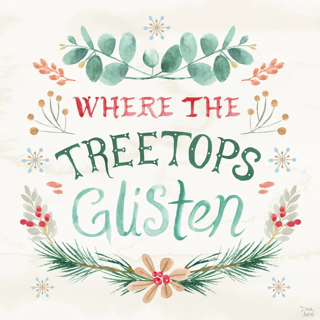 Snowy Critters VII by Dina June. SKU 83427a. Archival Giclee Fine art print for wall decor.