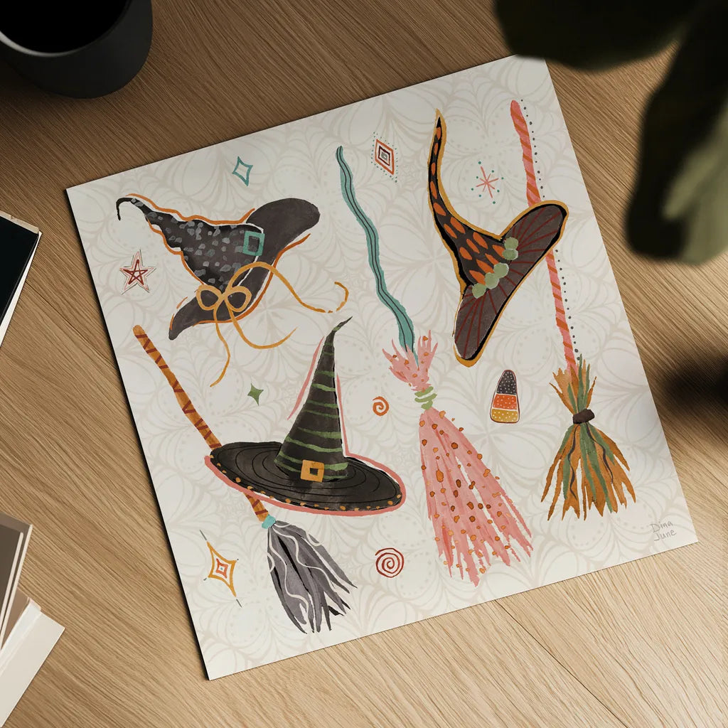 Spooky Night I by Dina June. Shown as a detailed flat fine art print, highlighting archival giclee quality. Available as an archival giclee rolled canvas, fine art paper, or poster print. SKU 95933a.