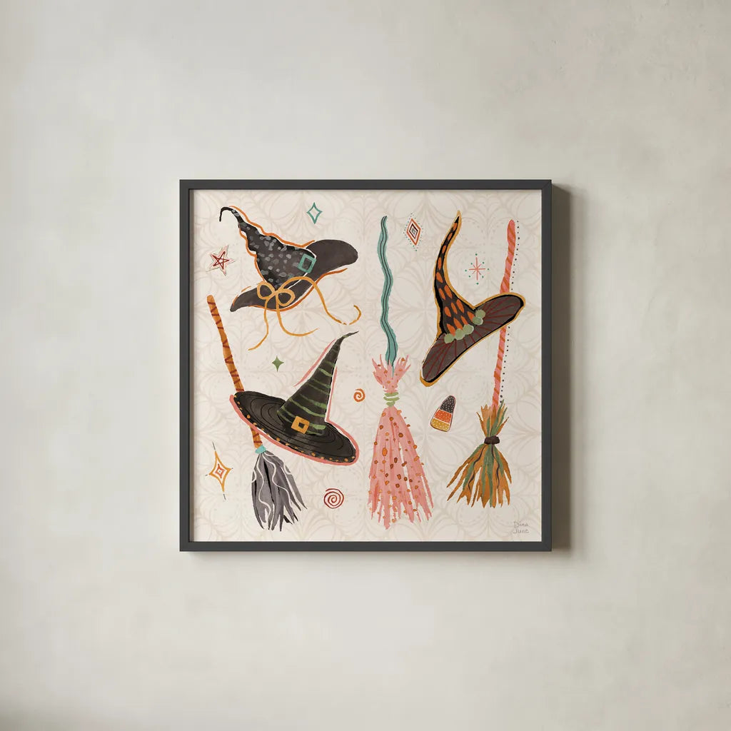 Spooky Night I by Dina June. Shown in a sleek black glass frame for a contemporary gallery look. Available as an archival giclee rolled canvas, fine art paper, or poster print. SKU 95933a.