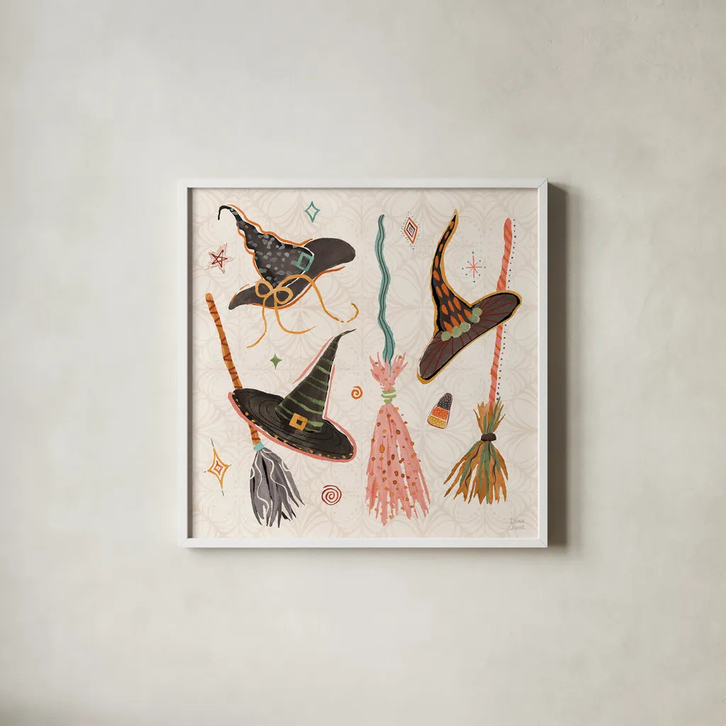 Spooky Night I by Dina June. Shown in a crisp white glass frame for a clean and minimalist style. Available as an archival giclee rolled canvas, fine art paper, or poster print. SKU 95933a.