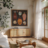 Spooky Night II by Dina June. Shown in a natural wood frame in a cozy modern living room. Available as an archival giclee rolled canvas, fine art paper, or poster print. SKU 95934a.
