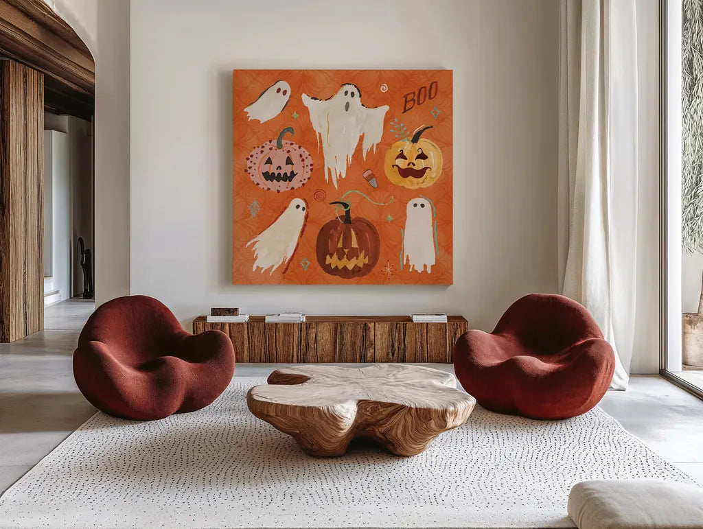 Spooky Night III by Dina June. Shown as extra-large giant wall art in a modern living room. Available as an archival giclee rolled canvas, fine art paper, or poster print. SKU 95935a.