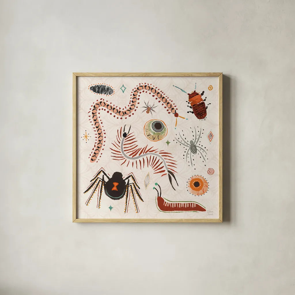 Spooky Night IV by Dina June. Shown in a natural wood glass frame for a timeless modern aesthetic. Available as an archival giclee rolled canvas, fine art paper, or poster print. SKU 95936a.