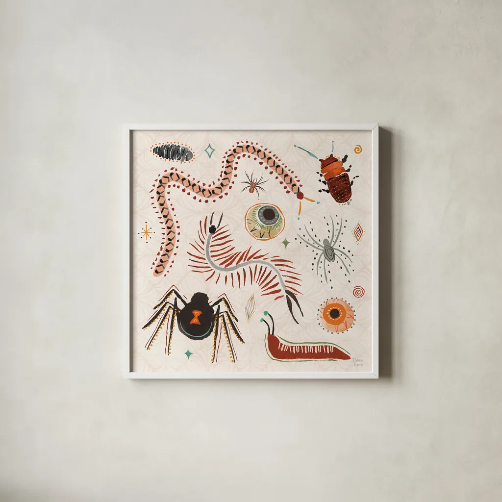 Spooky Night IV by Dina June. Shown in a crisp white glass frame for a clean and minimalist style. Available as an archival giclee rolled canvas, fine art paper, or poster print. SKU 95936a.