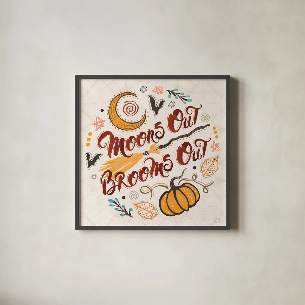 Spooky Night V by Dina June. Shown in a sleek black glass frame for a contemporary gallery look. Available as an archival giclee rolled canvas, fine art paper, or poster print. SKU 95937a.