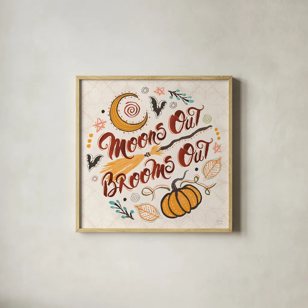 Spooky Night V by Dina June. Shown in a natural wood glass frame for a timeless modern aesthetic. Available as an archival giclee rolled canvas, fine art paper, or poster print. SKU 95937a.