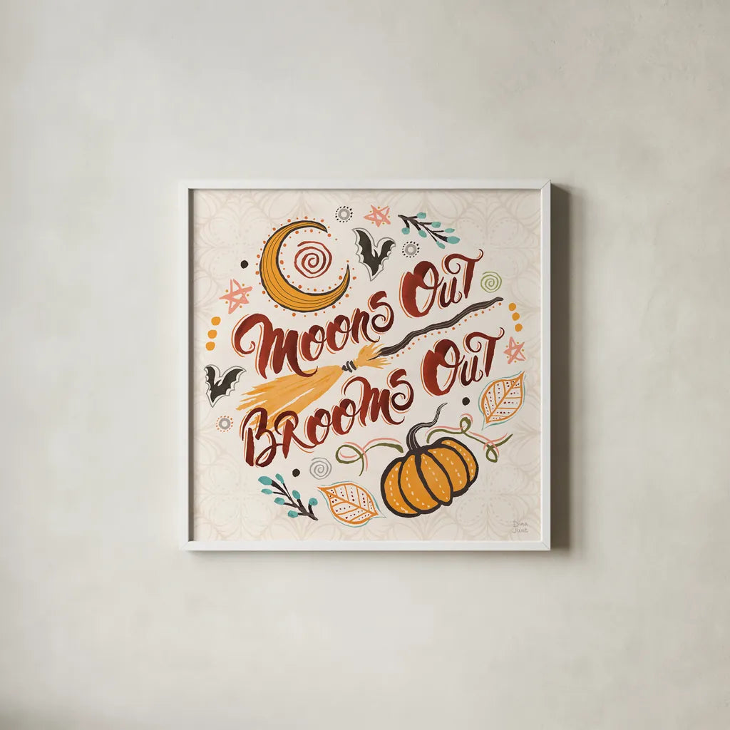 Spooky Night V by Dina June. Shown in a crisp white glass frame for a clean and minimalist style. Available as an archival giclee rolled canvas, fine art paper, or poster print. SKU 95937a.