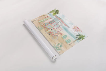 Surfs Up I by Dina June. shown as a rolled paper print. Available as archival giclee rolled canvas, fine art paper, or poster print. SKU 65079i.