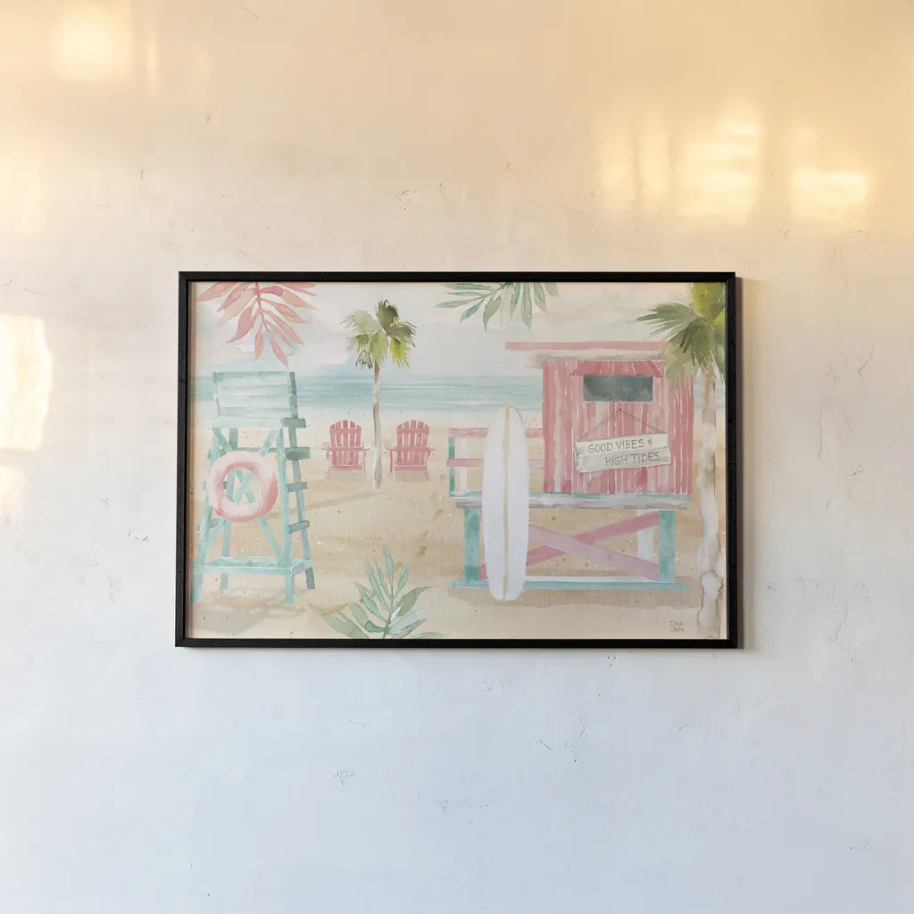 Surfs Up II by Dina June. shown as a paper print in a black flame. Available as a archival giclee rolled canvas, fine art paper, or poster print. SKU 65080i.