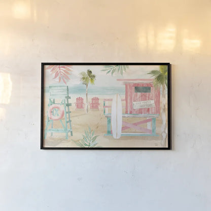 Surfs Up II by Dina June. shown as a paper print in a black flame. Available as a archival giclee rolled canvas, fine art paper, or poster print. SKU 65080i.